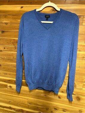 J. Crew Men's Blue V-Neck Sweater